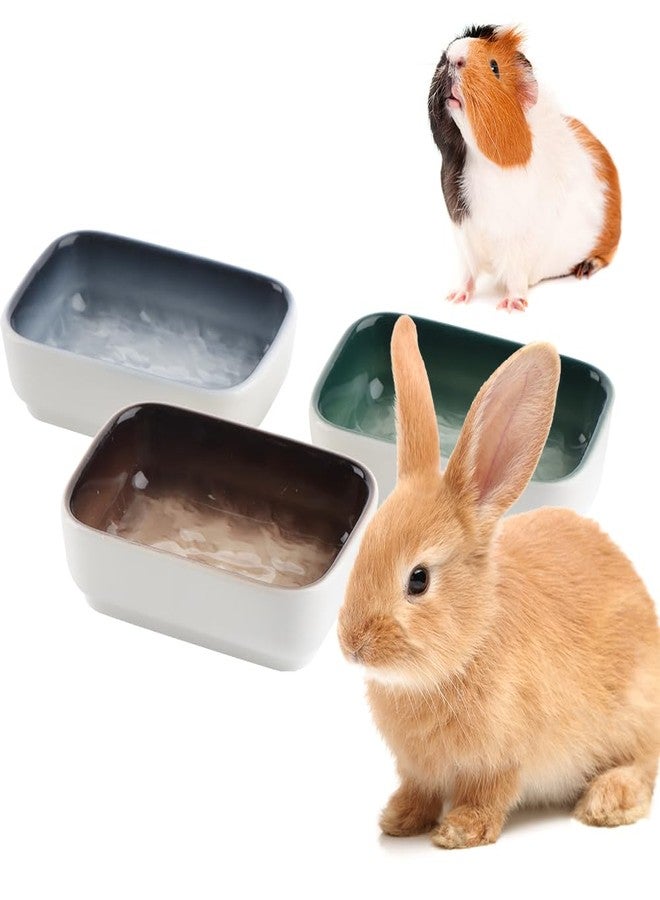 DQITJ 3 Pack Hamster Ceramic Bowl Small Animals Anti-Turning Food Water Bowl for Rabbit Sugar Glider Hamster Guinea Pig Hedgehog Squirrel ((Blue, Green and Brown) - Image 1